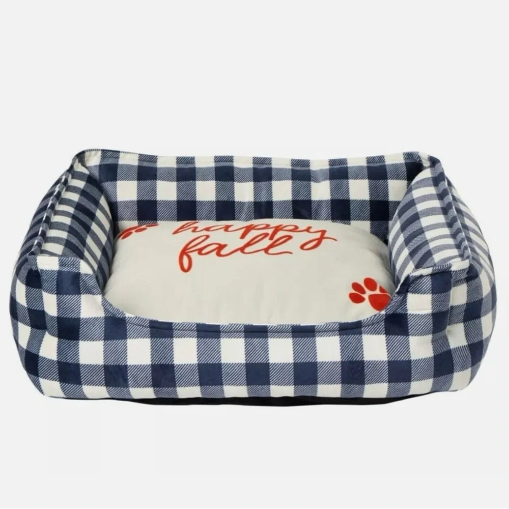 Happy Fall Plaid Pet Bed